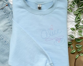 Alice Autograph Embroidered Unisex Crewneck Sweatshirt | Disney World Sweatshirt | Magic Kingdom | Disneyland Sweatshirt