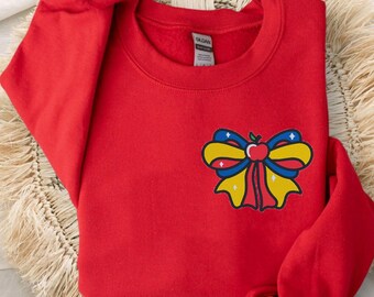 Sweat-shirt blanc neige à broderies avec nœuds | Sweat-shirt Disney World | Princesse Disney | Ras du cou WDW | Sweat à capuche Magic Kingdom