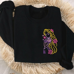 Sudadera con cuello redondo y bordado de Rapunzel / Disney World / Princesas Disney / WDW / Sudadera con capucha de Magic Kingdom / Disneyland