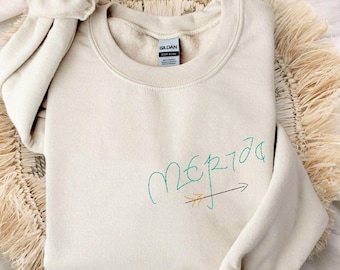 Chandail à col rond unisexe avec personnage brodé Merida | Voyage Walt Disney World | Courageux | Disneyland