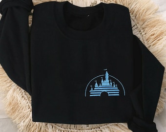 Embroidered Vintage Disney Movie Castle Unisex Crewneck Sweater | Disney World Castle Sweater | Disneyland Vacation | 90s Disney