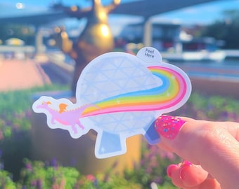 Pegatina de vinilo de Figment y Spaceship Earth / Pegatina para botella de agua Hydroflask / Pegatina para planificador de Bullet Journal / Calcomanía impermeable