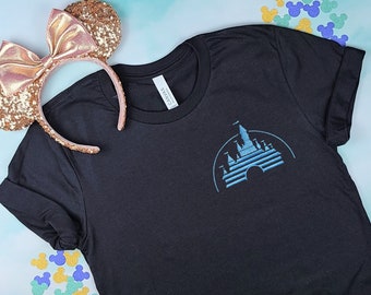 Vintage Disney Movie Castle Black Embroidered Shirt | Gift for Her | Disney World Shirt | Gift for Mom | Disneyland Shirt