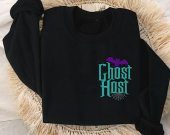 Embroidered Ghost Host Unisex Crewneck Sweatshirt | Disney World Crewneck | Disneyland Sweater | Haunted Mansion | Halloween Sweater