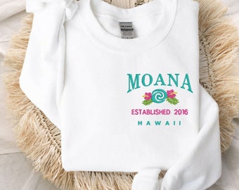 Embroidered Moana Established 2016 Unisex Crewneck Sweater | Disney Princess Sweatshirt | Disneyland | California Adventure