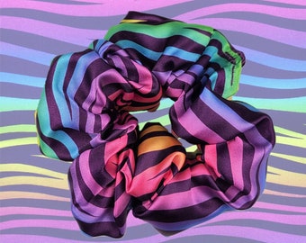 Rainbow Tiger Print Scrunchie | Zachte Scrunchie | Satijn Haar Scrunchie | Haaraccessoires