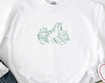 Vintage Tiger broderad unisex rund halströja | Disney World | Magic Kingdom | Höst | Äppelplockning