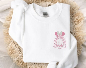 Embroidered Minnie Veil Bride Crewneck Sweatshirt | Bridal Gift | Bachelorette Party | Disney Wedding