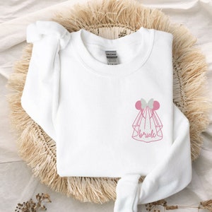 Embroidered Minnie Veil Bride Crewneck Sweatshirt Bridal Gift Bachelorette Party Disney Wedding image 1