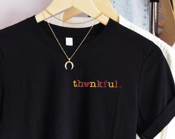 Embroidered Thanksgiving Mickey Thankful Unisex Tee | Disney Thanksgiving | Disneyland Tee | WDW Tee