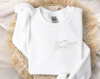 Mickey Mouse Autograph Embroidered Unisex Crewneck Sweatshirt | Disney World Sweatshirt | Magic Kingdom | Disneyland Sweatshirt