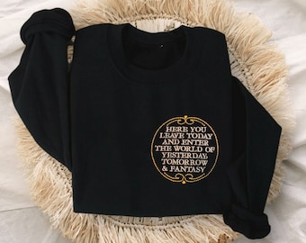 Embroidered Disney World Welcome Plaque Black Crewneck Sweatshirt | Disneyland | Disney Gift For Her | Magic Kingdom Shirt