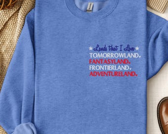 Sweat brodé Les terres que j'aime | Disneyland | Royaume magique | Disney World