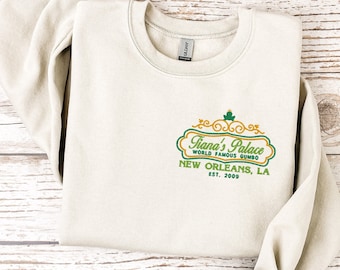 Embroidered Tiana's Palace Unisex Crewneck Sweater | Disney World Sweater | Tiana's Bayou Adventure Ride Sweater | Princess and the Frog