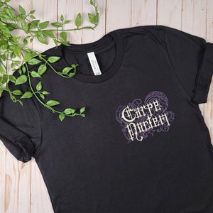 Carpe Noctem Embroidered Unisex Tee | Night Owl Shirt | Vampire Tee | Alternative | Gothic