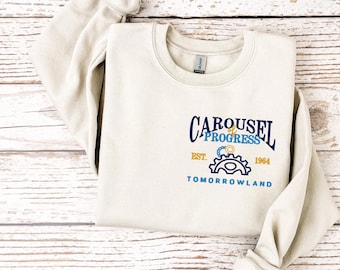 Carousel of Progress Established brodé 1964 - Pull unisexe à col rond | Monde de Walt Disney | Pull du royaume magique | Pays de demain