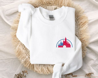 Sweat-shirt brodé château Disney | Drapeau des Etats-Unis le 4 juillet