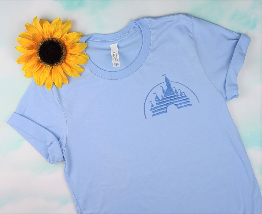 Vintage Disney Movie Castle Blue Embroidered Shirt | Gift For Her | Disney World Shirt | Gift For Mom | Disneyland Vacation Shirt