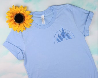 Vintage Disney Movie Castle Blue Embroidered Shirt | Gift for Her | Disney World Shirt | Gift for Mom | Disneyland Vacation Shirt