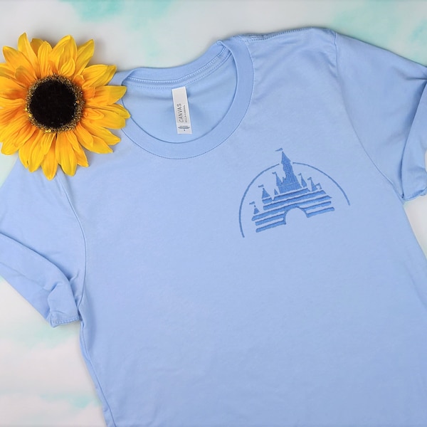 Vintage Disney Movie Castle Blue Embroidered Shirt | Gift for Her | Disney World Shirt | Gift for Mom | Disneyland Vacation Shirt