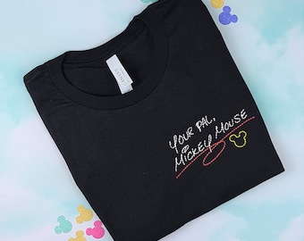 Camiseta bordada de Mickey Mouse con autógrafo / Camiseta para viaje a Disney World