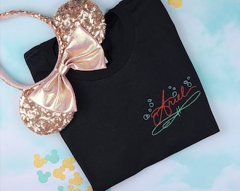 Camiseta bordada con autógrafo de Ariel / Camiseta para viaje a Disney World
