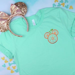 Orange Mickey Mint Embroidered Shirt |  Disney World Shirt | Disneyland Shirt | Disney Trip Shirt | Orlando Shirt