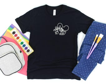 T-shirt brodé Mickey + squelette pour jeune | Chemise d'Halloween | Chemise de voyage Disney | Chemise de fête Mickey's Pas si effrayante