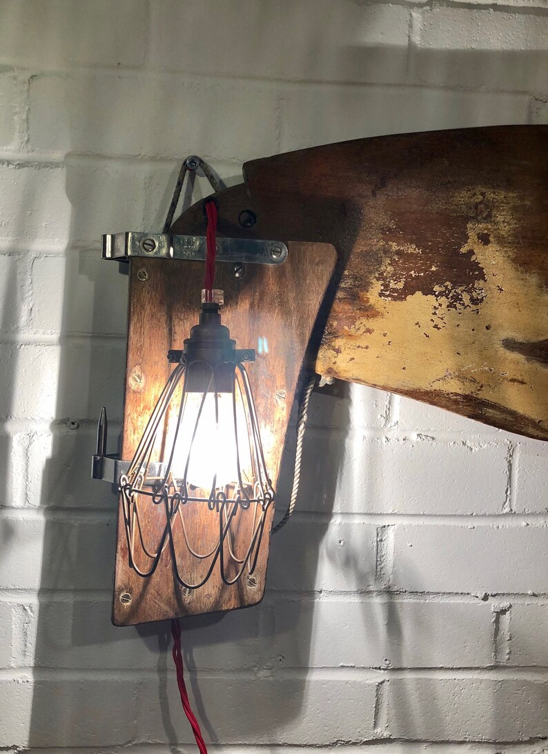 Nautical Lamp Wall Lamp Decoration Made From a Reclaimed Boat Etsy