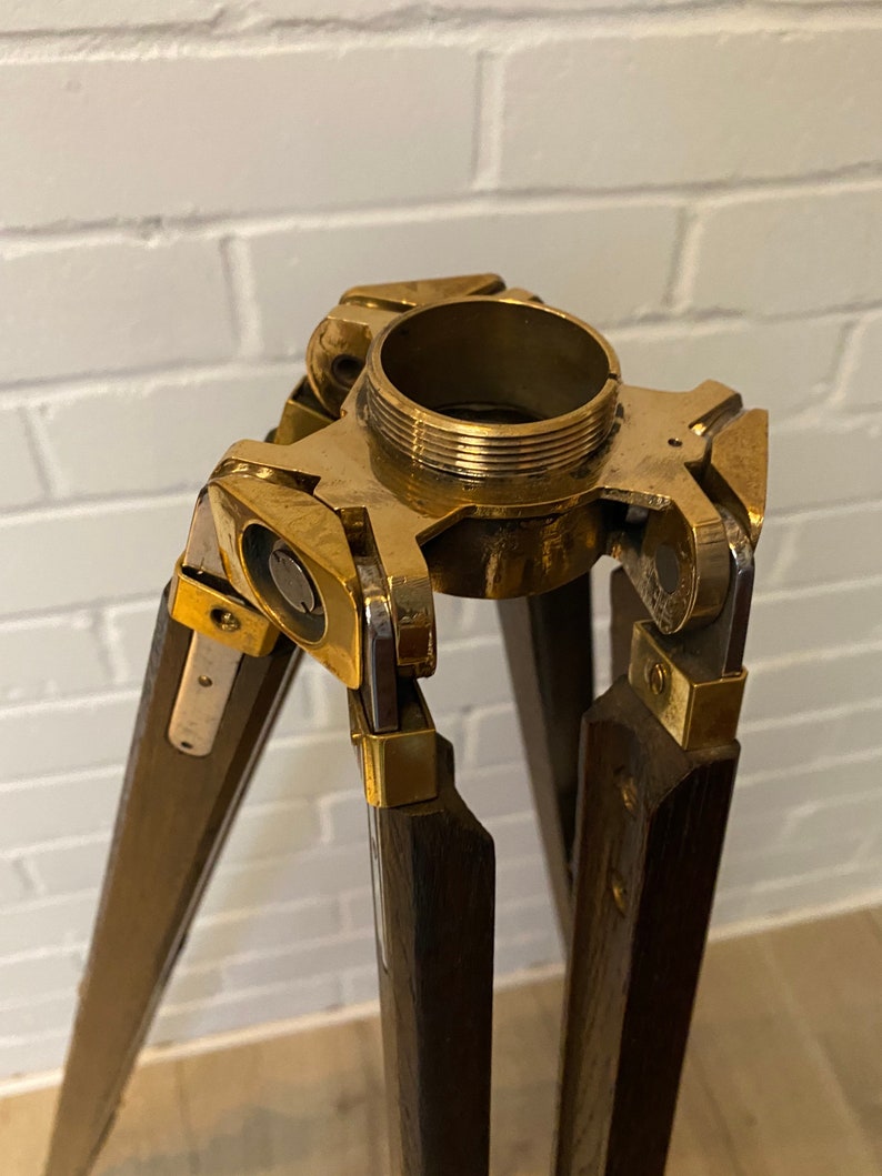 This original vintage brass and wood tripod is ideal as a Etsy
