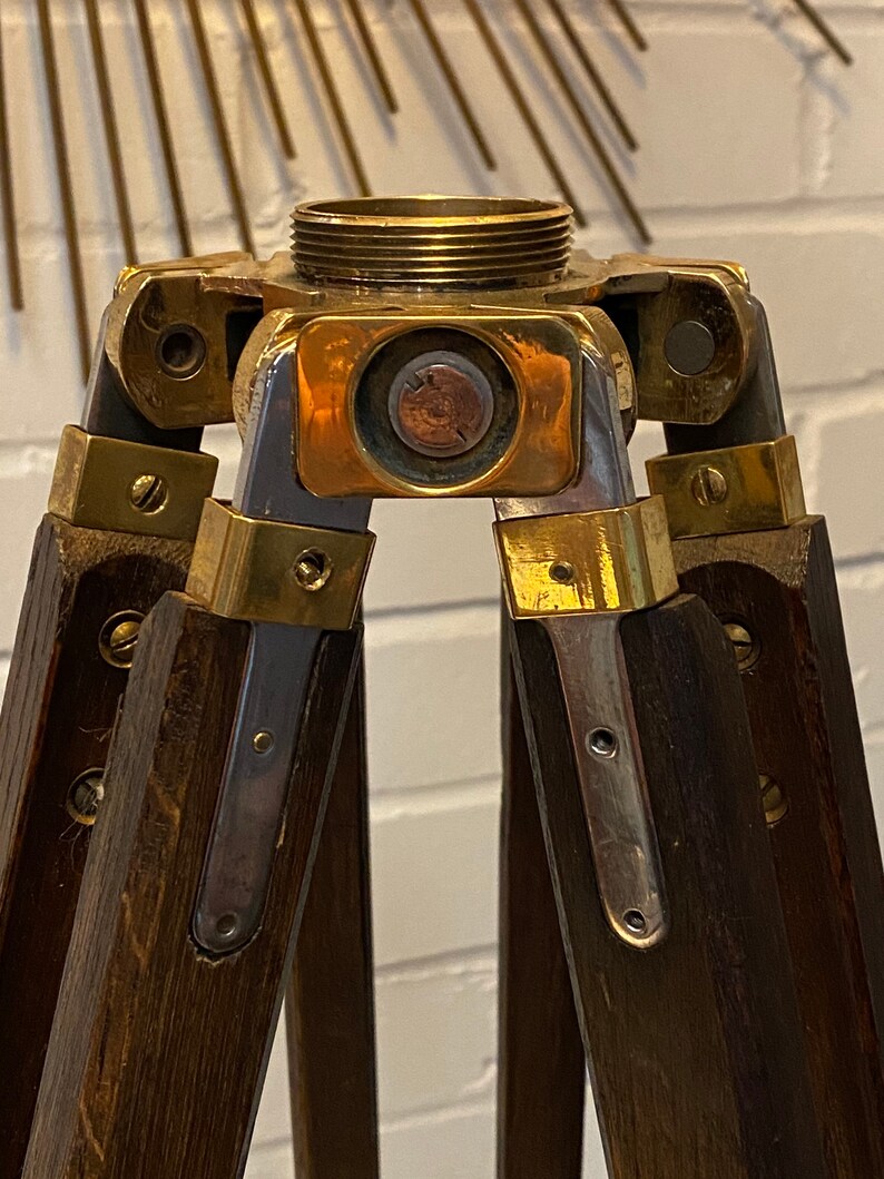 This original vintage brass and wood tripod is ideal as a Etsy