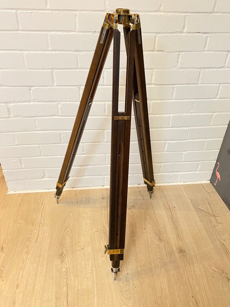 This original vintage brass and wood tripod is ideal as a Etsy