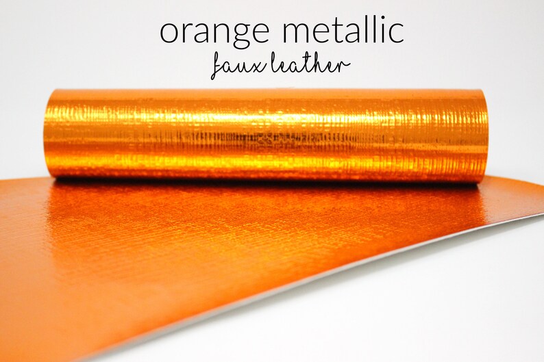Orange Metallic Faux Leather Sheets Faux Leather Fabric Sheets Colorful Leather Fabric Bundle Leather Sheets Orange