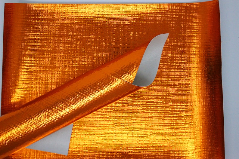 Orange Metallic Faux Leather Sheets Faux Leather Fabric Sheets Colorful Leather Fabric Bundle Leather Sheets Orange