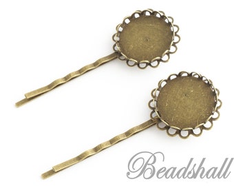 20pcs Lünette Blank Cabochon Haarspange U Form Haarnadel für Hochzeit