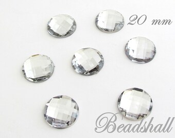 1720 10 Stück Glas Cabochons 20x20mm Klar Viereck Quadrat Klebestein