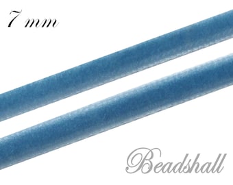 Grundpr. 1 m=1,30 Euro / 1 Meter edles Samtband 7 mm breit Blau