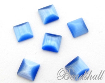 15 Cabochons Glascabochons 8 mm x 8 mm Blau