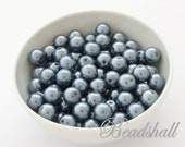 40 glass beads 10 mm color dark grey mother-of-pearl style