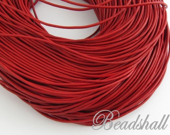 Grundpr. 1m=0,95 Euro / 2 Meter Lederband rund 2 mm Rot