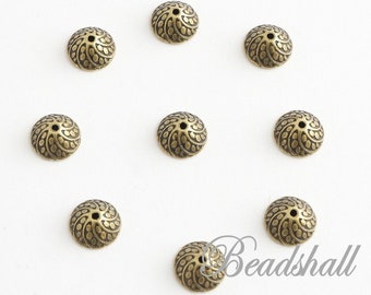 25 Perlenkappen 11 mm bronzefarben Antik