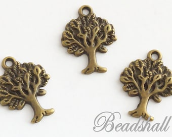 15 Charms Baum bronzefarben Metallanhänger