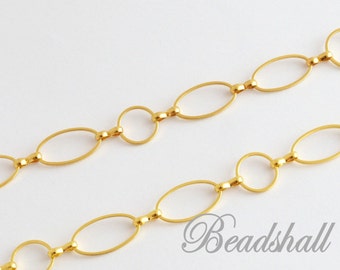 Grundpr. 1 m=4,30 Euro / 1 Meter Gliederkette DQ Schmuckkette goldfarben Designkette