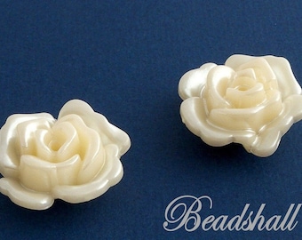 2 Perlen Rosen Hochzeit Farbe Creme Resinrosen