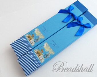 2 Geschenkschachteln mit Motiv Giftbox blue Schmuckschachtel Schachtel blau