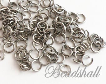 100 Biegeringe, Edelstahl 304, Verbinder, 4 mm Binderinge Altsilberfarben / Nickelfarben