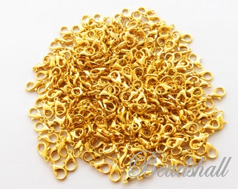 25 Karabinerverschlüsse 12 mm x 6 mm Farbe kräftig Goldfarben Karabinerhaken Schmuckverschluss