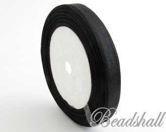 Grundpreis 1 m=0,08 Euro / 22 Meter Satinband Schwarz Schleifenband