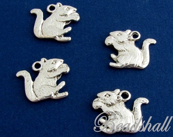 5 Charms Eichhörnchen silberfarben Anhänger Metallanhänger Ohrringe