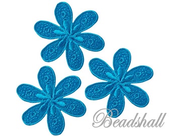 3 Bügelbilder Blumen türkisblau von Monoquick
